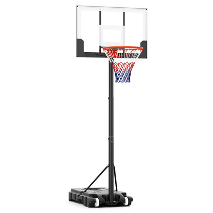 Portable Kids Basketball Hoop Outdoor 3.3-7 Feet with Shatterproof PC Backboard and Wheels-White