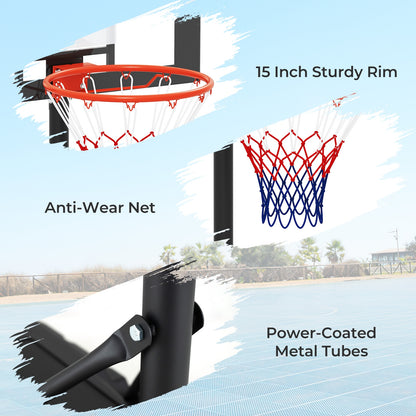Portable Kids Basketball Hoop Outdoor 3.3-7 Feet with Shatterproof PC Backboard and Wheels-White