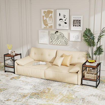 Bedside table with fabric drawer & open storage compartment side table bedside table