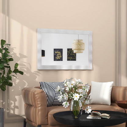 Farmhouse Wall Mirror Rubber Wood Rustic Style Wall Mirror-White