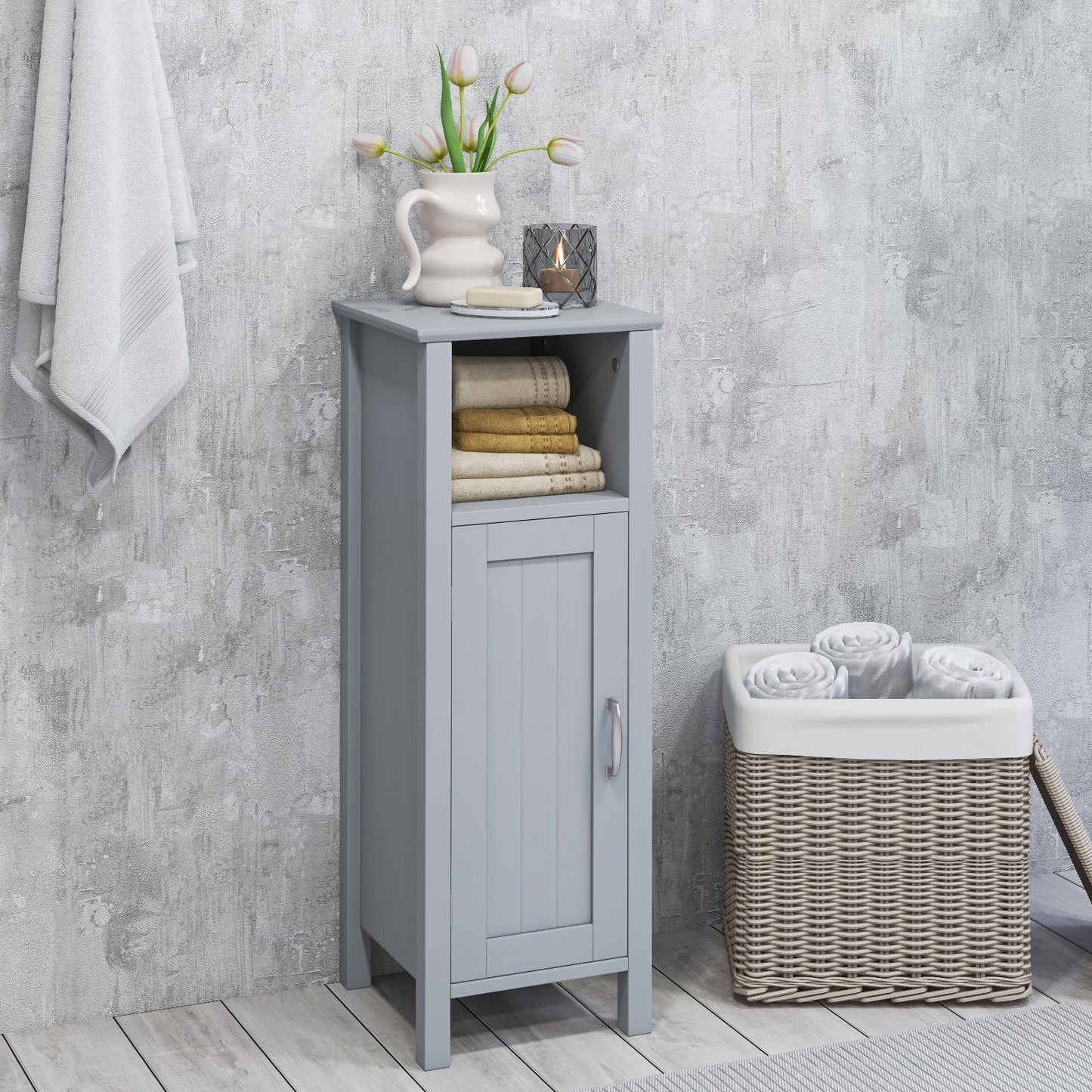 Bathroom Storage Organizer with 2-Tier Cabinet-Gray