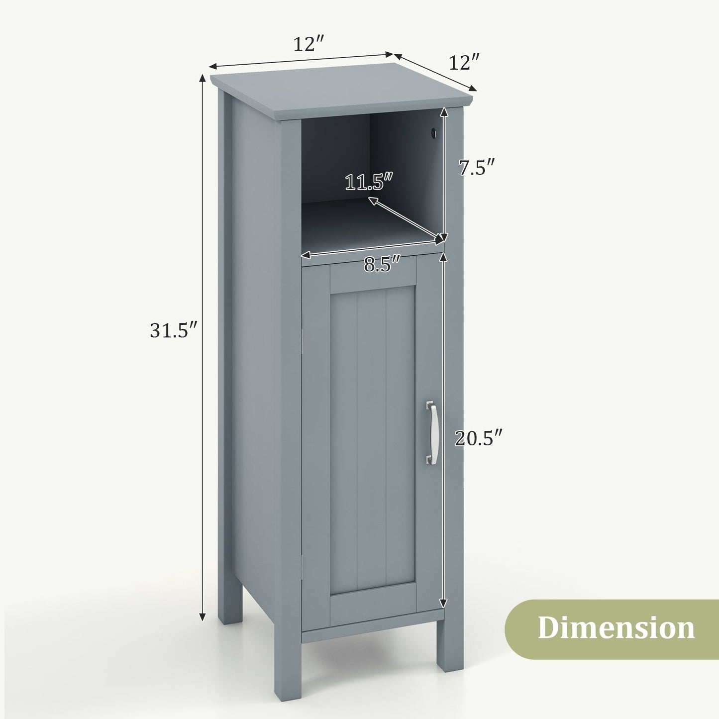 Bathroom Storage Organizer with 2-Tier Cabinet-Gray