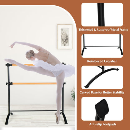 4 Foot Portable  Freestanding Double Ballet Barre-Black