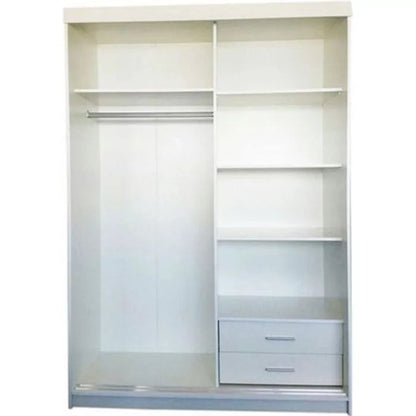 Quine Mirrored Sliding Door Wardrobe in 2 Sizes - White