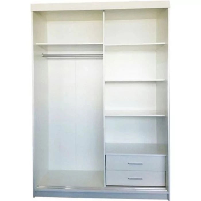 Quine Full Mirror Double Sliding Wardrobe in 2 Sizes - Grey