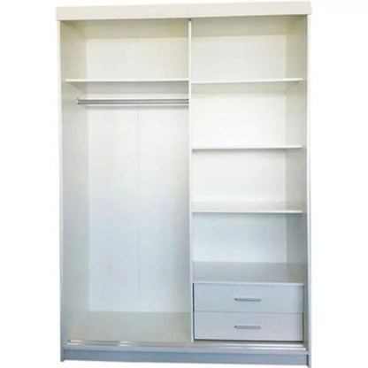 Quine Full Mirror Double Sliding Wardrobe in 2 Sizes - Grey