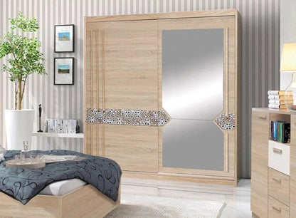 Athens 2 Sliding Door Wardrobe 150cm - Oak Sonama