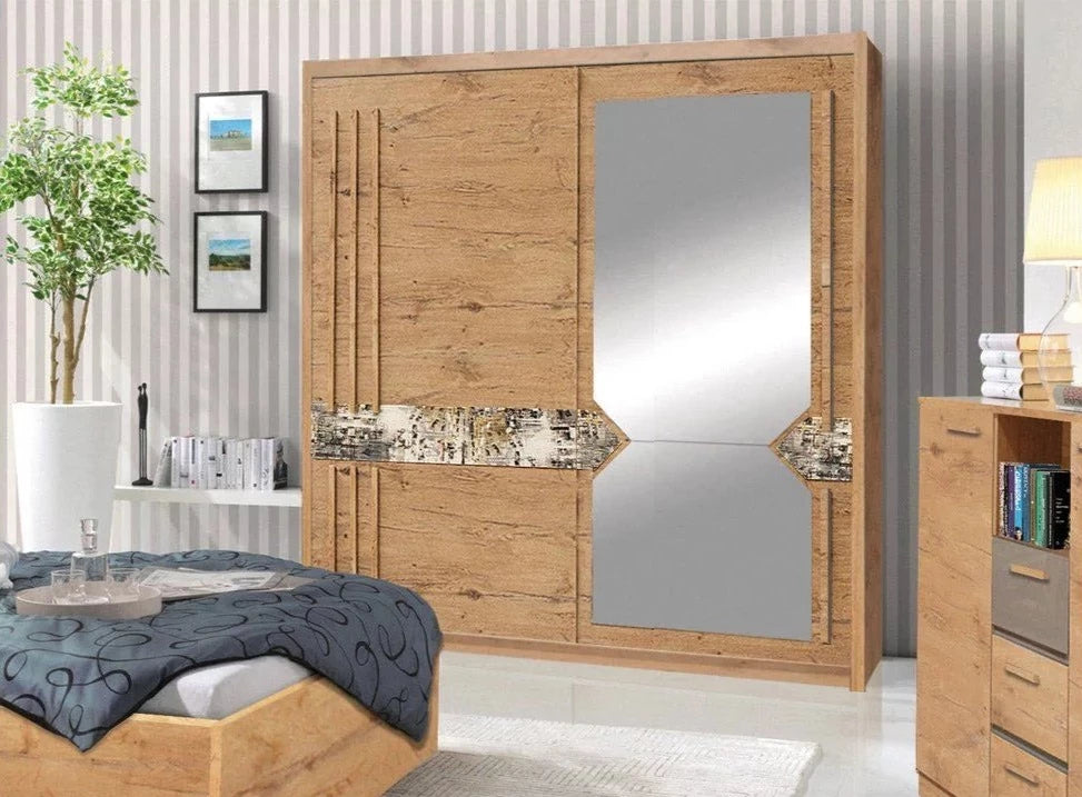 Athens 2 Sliding Door Wardrobe 150cm - Oak