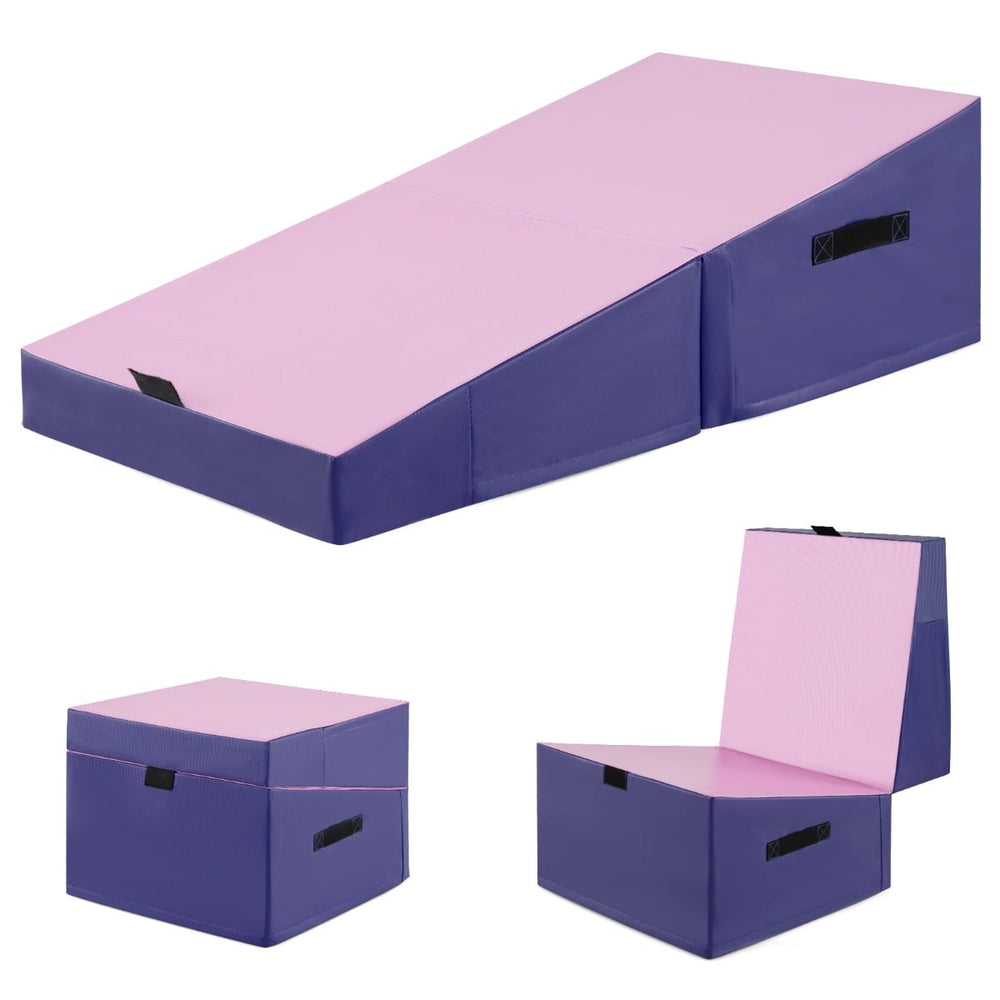 Incline Gymnastics Mat Indoor Outdoor Folding Exercise Yoga Mat-Pink