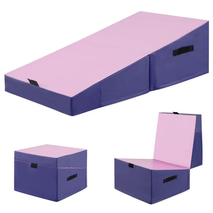 Incline Gymnastics Mat Indoor Outdoor Folding Exercise Yoga Mat-Pink