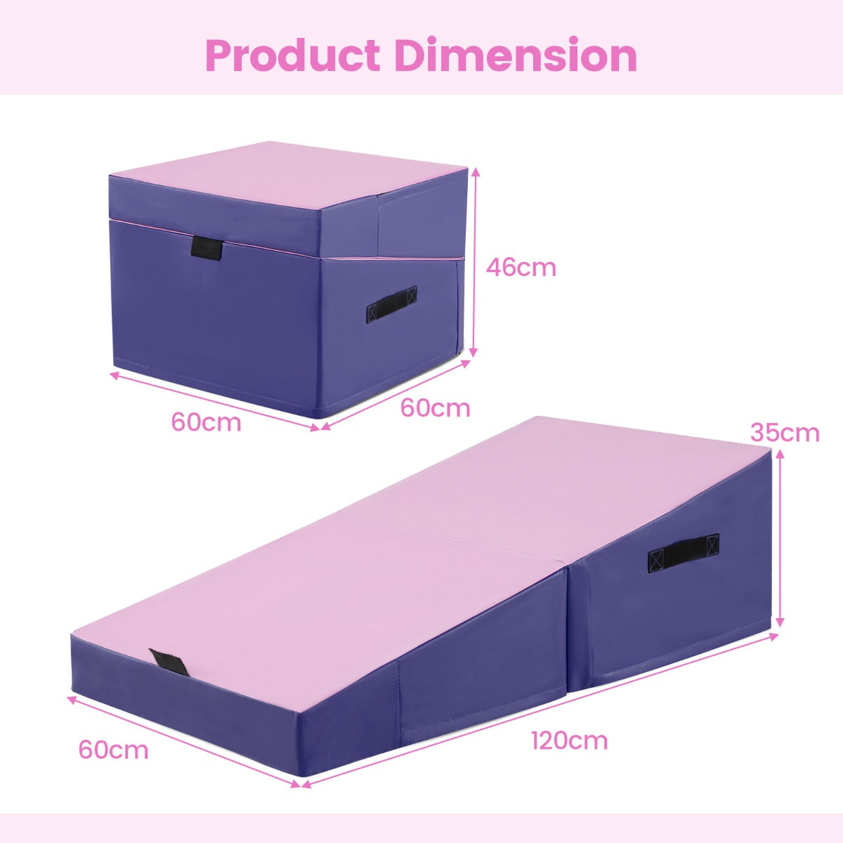 Incline Gymnastics Mat Indoor Outdoor Folding Exercise Yoga Mat-Pink