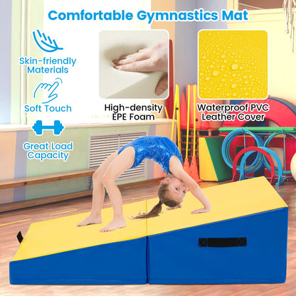 Incline Gymnastics Mat Indoor Outdoor Folding Exercise Yoga Mat-Yellow