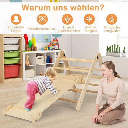 7-in-1 Indoor Wooden Foldable Climbing Toys for Toddlers-Natural