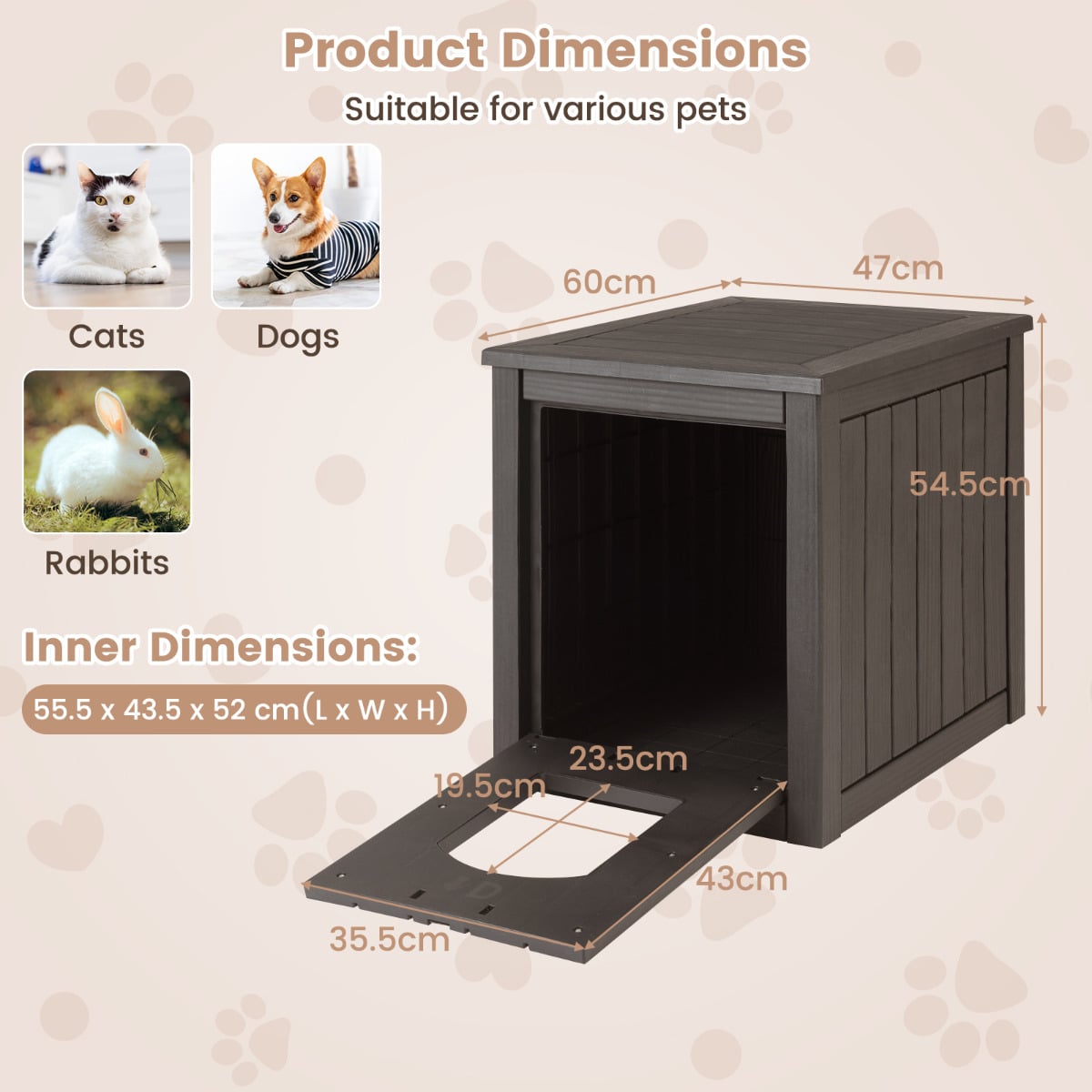 Indoor Outdoor Cat House with Flip Front Door and Raised Floor-Coffee