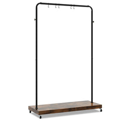 Industrial Clothes Rack Rolling Garment Rack with Bottom Storage Shelf-Rustic Brown