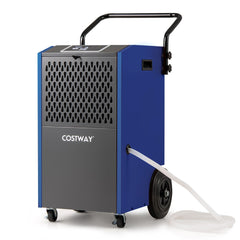 73 L/Day Industrial Dehumidifier with Drain Hose and Timer-Blue