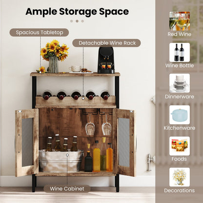 Industrial Kitchen Storage Cabinet for Dining Living Room -Oak