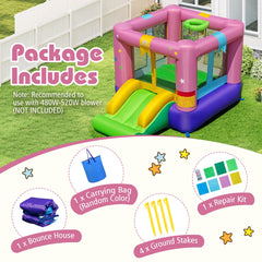 Inflatable Bounce House with Slide & Basketball Rim Without Blower