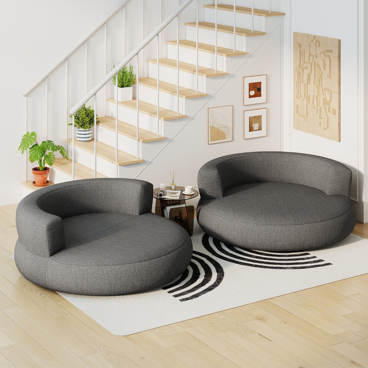 Inflatable Couch Inflatable Lounger Air Sofa with Detachable Cover-Grey