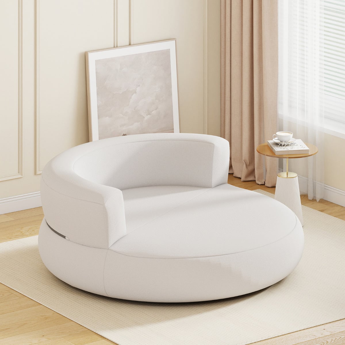 Inflatable Couch Inflatable Lounger Air Sofa with Detachable Cover-White