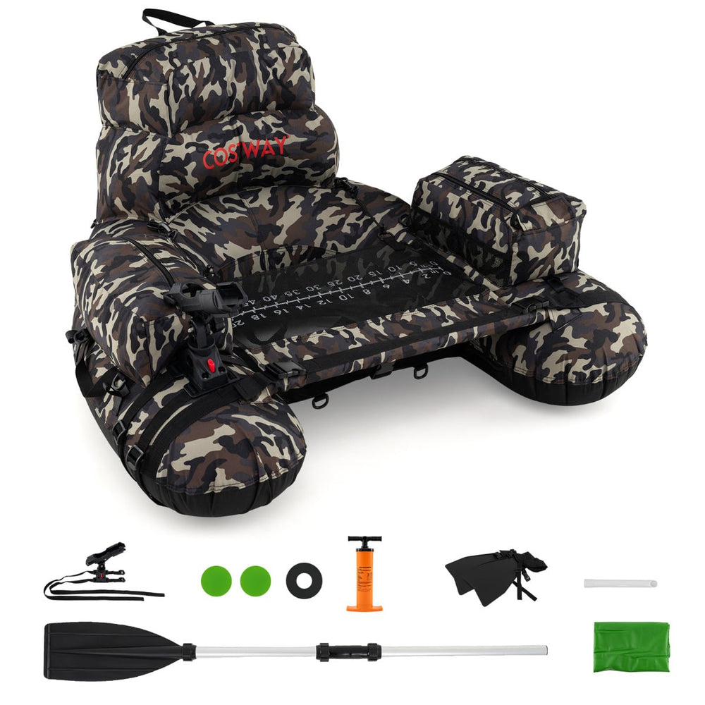Inflatable Fishing Float Tube Portable Fishing Boat with Shoulder Straps-Colourful
