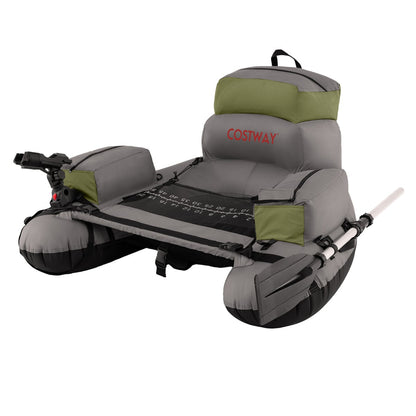 Inflatable Fishing Float Tube Portable Fishing Boat with Shoulder Straps-Green