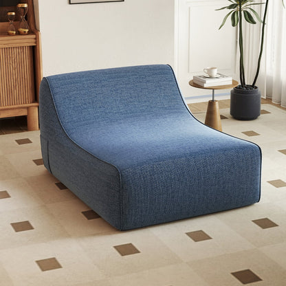 Inflatable Lounge Chair Ergonomic Blow Up Lazy Sofa with Detachable Cover and Anti-Slip Base-Blue