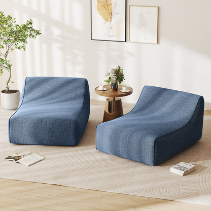 Inflatable Lounge Chair Ergonomic Blow Up Lazy Sofa with Detachable Cover and Anti-Slip Base-Blue