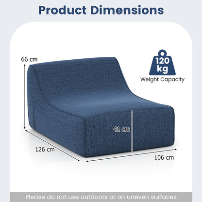 Inflatable Lounge Chair Ergonomic Blow Up Lazy Sofa with Detachable Cover and Anti-Slip Base-Blue