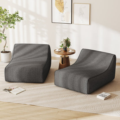 Inflatable Lounge Chair Ergonomic Blow Up Lazy Sofa with Detachable Cover and Anti-Slip Base-Grey
