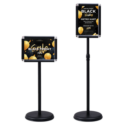 Freestanding Floor Standing Whiteboard, Rotating Aluminum Display Stand with Adjustable Height 83-130cm Black