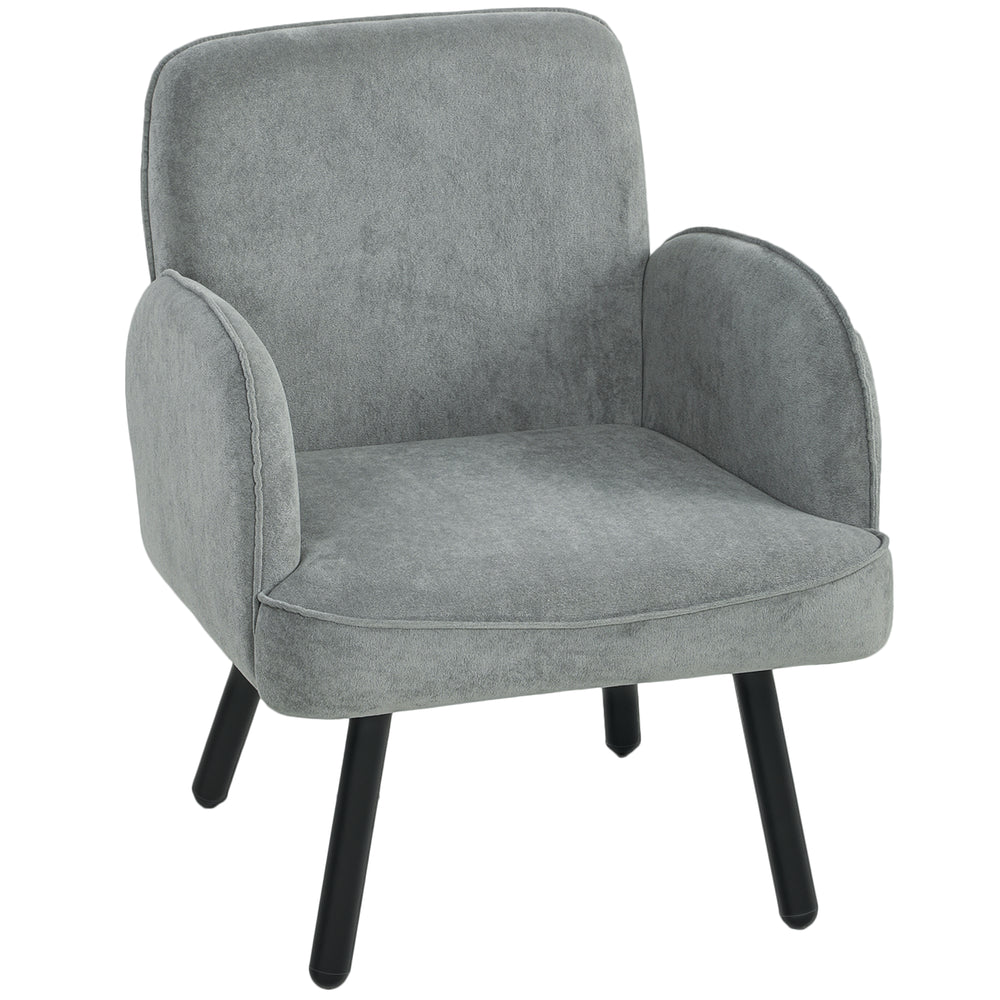 HOMCOM Lounge Chair Velvet Upholstered Armchair with Spring Cushion for Living Room Bedroom Grey