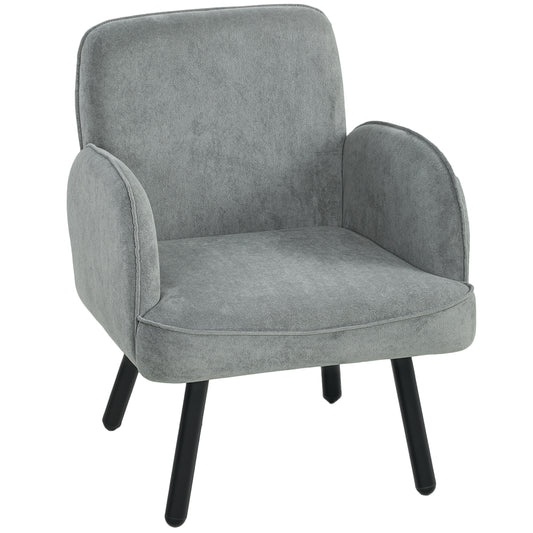 HOMCOM Lounge Chair Velvet Upholstered Armchair with Spring Cushion for Living Room Bedroom Grey