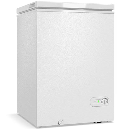 HOMCOM 91L Freestanding Chest Freezer with Removable Storage Basket, Chest Freezer with Mechanical Temperature Control, White