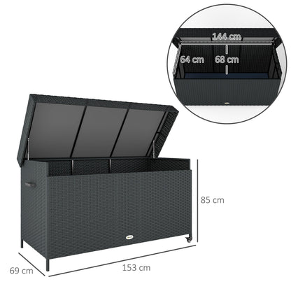 Outsunny 627 L Rattan Storage Box - Black