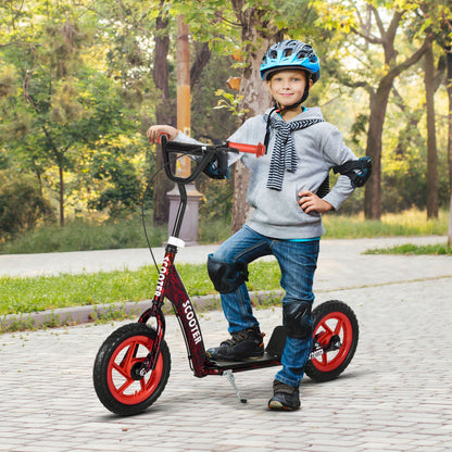 AIYAPLAY Kids Scooter with Adjustable Handlebar, Children's Kick Scooter with Non-slip Footplate, Rear Brake, Kickstand, Red