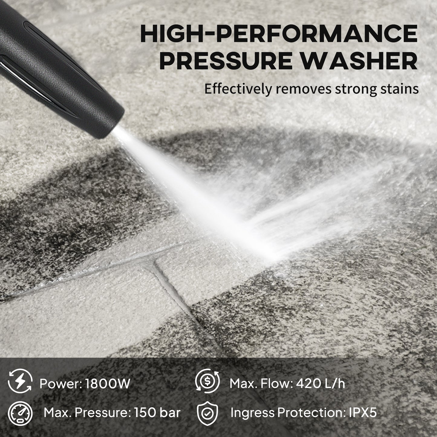 Outsunny 150-Bar Pressure Washer, with Accessories - Red/Black