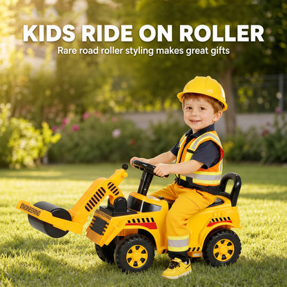 AIYAPLAY Ride On Tractor, Kids Bulldozer Pull Cart with Horn, Storage, Front Roller, Ride-On Car for Ages 1-4 Years, Yellow