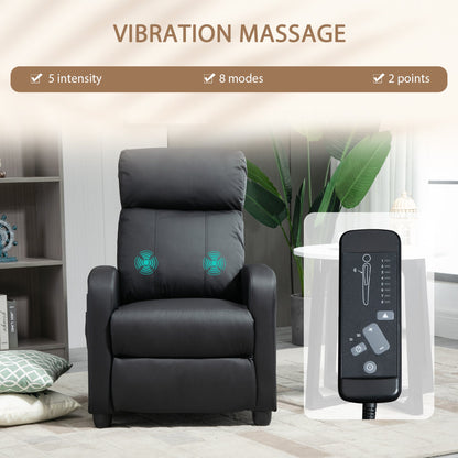 HOMCOM Massage Recliner Armchair with 150 Recline, Faux Leather, Side Pocket, Black