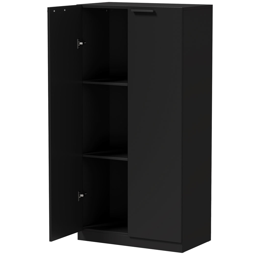 HOMCOM 120 cm Tall Storage Cabinet Cupboard, 3-Tier File Organiser Wooden Filing Cabinet, Black