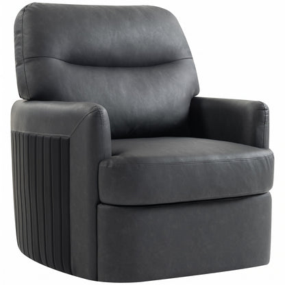 HOMCOM 360° Swivel Accent Chair, Modern Armchair with Thick Cushion, PU Leather Upholstered, Dark Grey