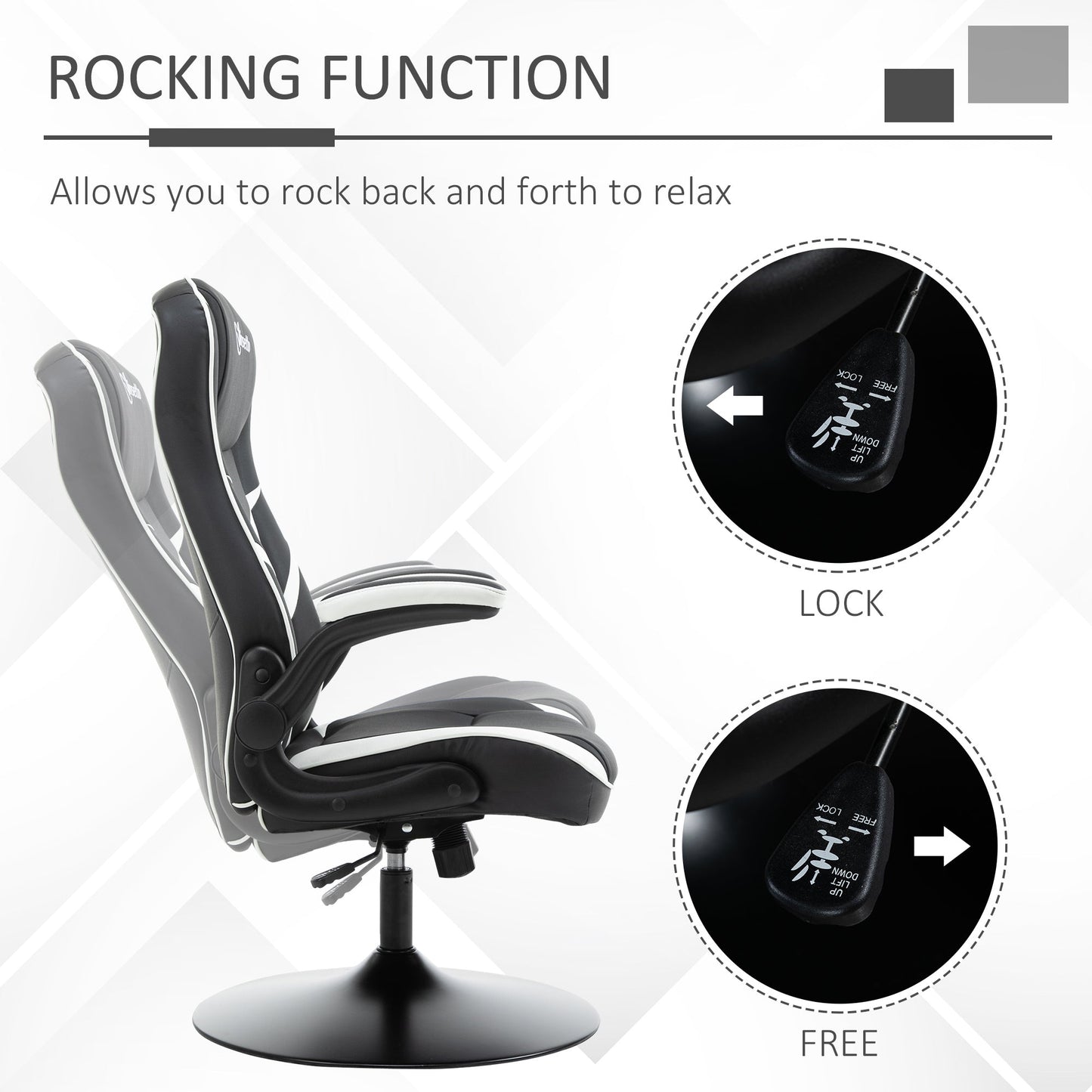 Vinsetto Gaming Chair Ergonomic Computer Chair with Adjustable Height Pedestal Base, Home Office Desk Chair PVC Leather Exclusive Swivel Chair Black