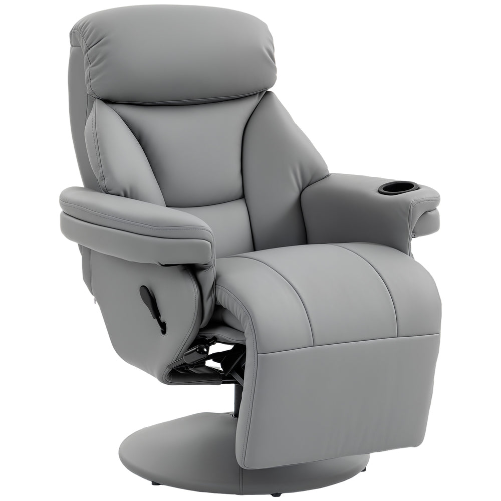 HOMCOM Upholstered Reclining Armchair, Manual Recliner Chair with Footrest and Adjustable Backrest, Grey