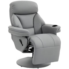 HOMCOM Upholstered Reclining Armchair, Manual Recliner Chair with Footrest and Adjustable Backrest, Grey