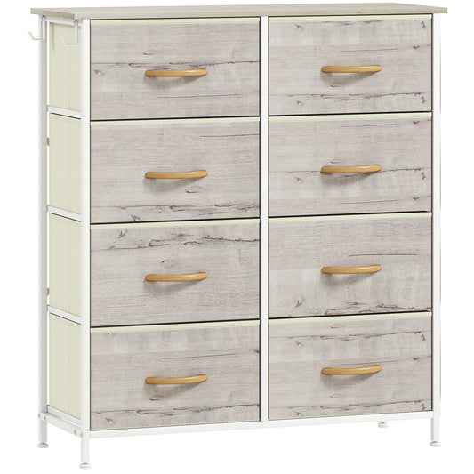 HOMCOM Chest of Eight Fabric Drawers - Natural Wood Finish