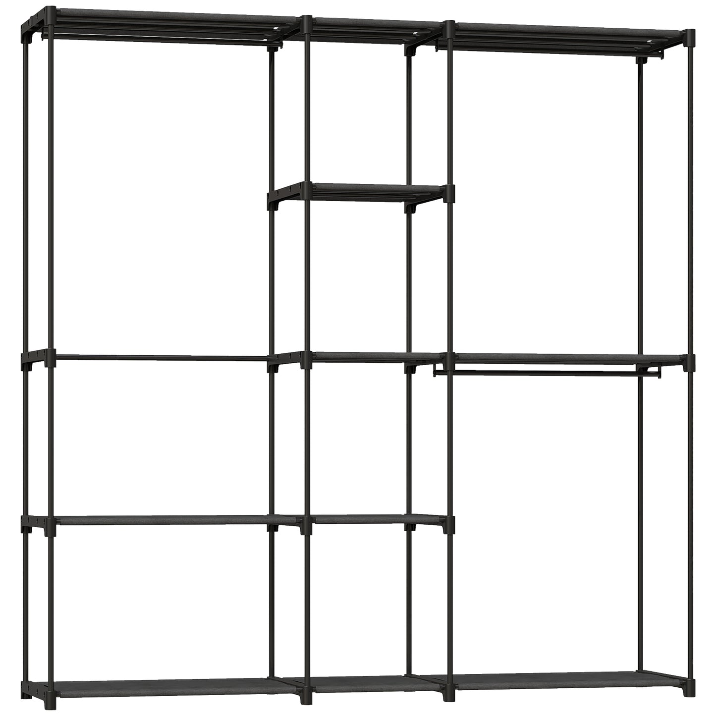 HOMCOM Portable Wardrobe, Open Clothes Wardrobe with 8 Shelves, 3 Hanging Rails, Black