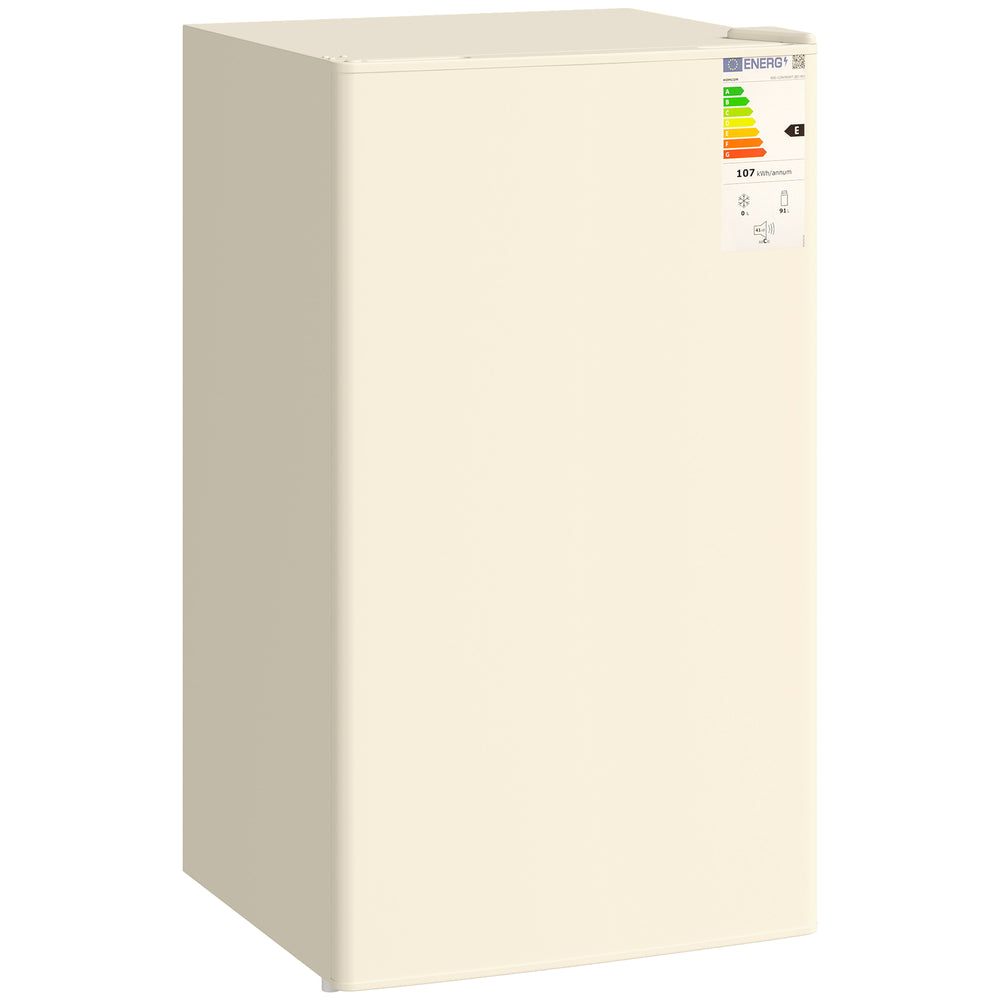 HOMCOM Under Counter Fridge, 91L Small Fridge with Chiller Box, Removable Shelf, Reversible Door, Adjustable Legs, Mini Refrigerator, Beige