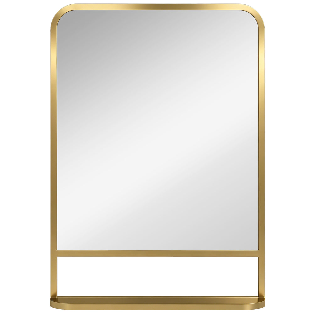 HOMCOM Modern Rectangular Wall Mirror with Storage Shelf, 70 x 50 cm, Gold Tone