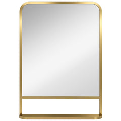 HOMCOM Modern Rectangular Wall Mirror with Storage Shelf, 70 x 50 cm, Gold Tone
