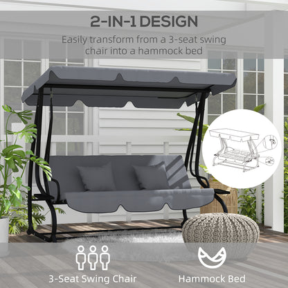 Outsunny Three-Person garden Swing Chair, with Adjustable Canopy - Light Brown